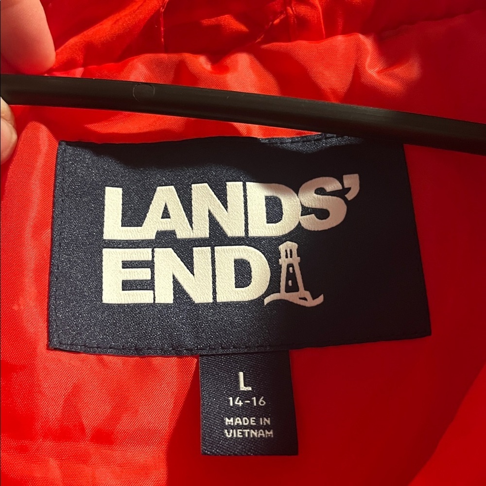 Lands' End Vibrant Red Quilted Vest woman’s large - Picture 2 of 5